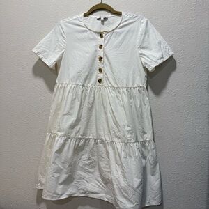 Madewell White Tiered Button Dress